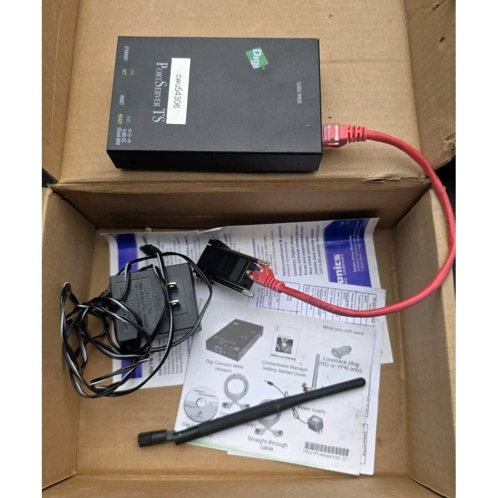 Digi PortServer TS 4 RS-232 TS Serial Server (9-30V) (1P) 50000836-15 L Power...